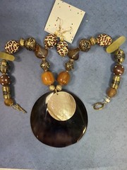 OOAK Artisan Made Statement Chunky Bead Pendant Necklace Mixed Media Beads 19″