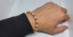 14K Rose Gold-Filled Stardust/Smooth 6mm Bead Fashion Luxury Magnetic Bracelet