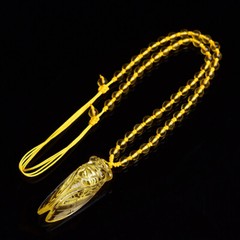 Natural Topaz Handcarved Gold Cicada Necklace Pendant for Women’s Birthday Gift