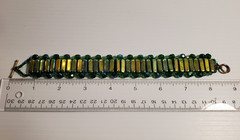 Handcrafted United States Green Art Glass Wide Bead Toggle Clasp 8.25″ Bracelet