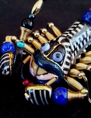 Exquisite Scorpion ceramic & brass costume jewelry brooch large size 2.25 inches