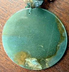 Watermelon Tourmaline & Jade Chips Y2K Necklace 16″ W/Round Green Stone Pendant