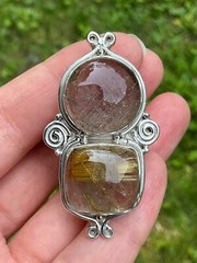 Huge Handcrafted Sterling Silver Rutilated Quartz Ring Size 9 Heavy 20.3 Grams