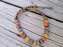 Vtg Artisan Brass Necklace Statement Painted Metal