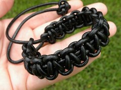 Bracelet black genuine leather adjustable knot sliding wristband bracelet