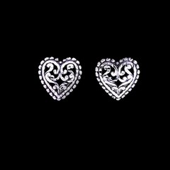 Sterling Silver Diamond-Cut Heart Stud Earrings