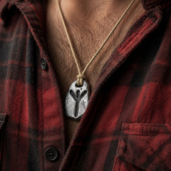 Algiz Rune Pendant ᛉ [AGED FINISH] ᛉ Pewter Talisman for Protection & Awareness