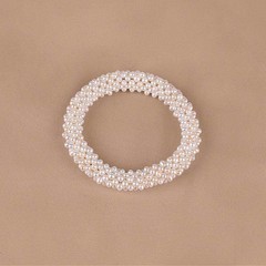 S925 Handmade Woven Freshwater Pearl Bracelet Minimal INS Elegant Women Bangle
