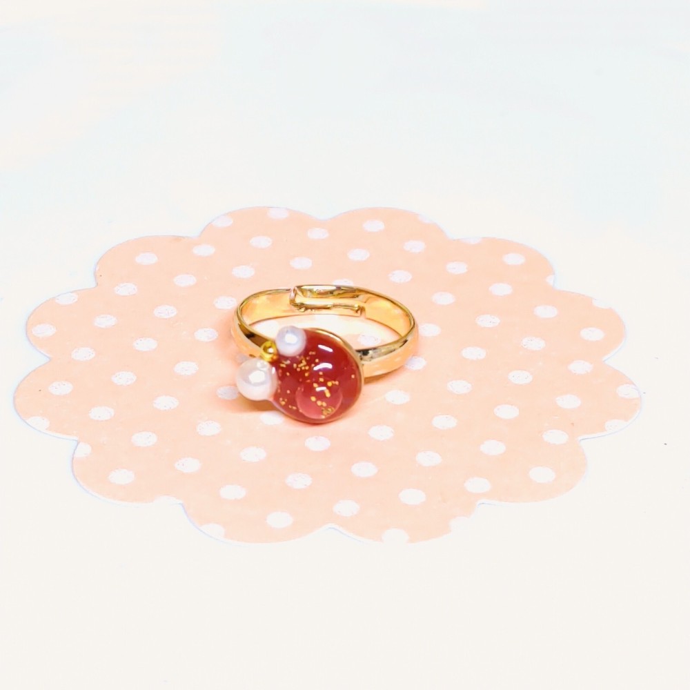 ring handmade handcrafted resin red 7.0size free size uv resin (japan size 13)