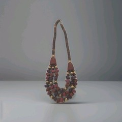 Wood and mixed material beaded necklace, handcrafted artisan jewelry, Philippine