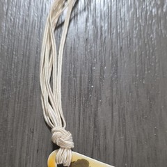 Handcrafted Triangle Pendant Necklace Yellow Silver Cord Metal Art Jewelry