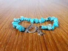 Small 925 STERLING Turquoise Rock Nuggets Strength STRETCH Bracelet Good Health