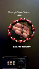 Handmade Burgundy/Purple Wood Beaded Bracelet, 8mm/2mm Round Beads, Unisex #032