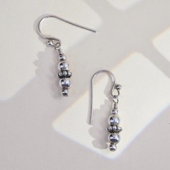 Vintage sterling silver handmade earrings, 925 beads dangles