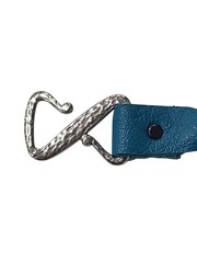 7.5″ Teal Aqua Bracelet Artisan Leather Band, Charms Handmade Hammered Z clasp