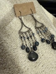JBB Signed Sterling Silver Crystal Chandelier Earrings Handcrafted