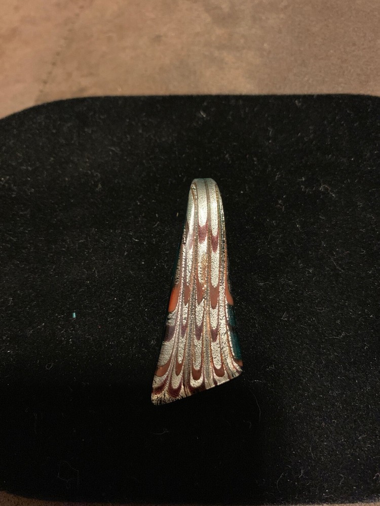 Silver And Maroon And Turquoise Dichroic Glass Pendant*FREE SHIPPING *