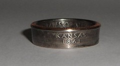 «Sealed» KANSAS US STATE QUARTER handcrafted coin ring or pendant size 4-14
