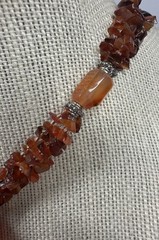 Artisan Carnelian Agate Chip Multi Strand Tassel Statement Bohemian Necklace