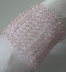 Pink Wire Statement Bracelet 3″ Wide Lightweight Handmade Jewelry W017