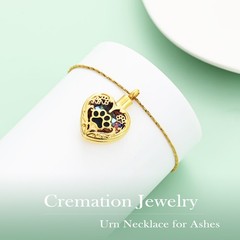Personalized Heart Paw Print Ashes Urn Necklace for Ashes Pet Memorial Urn Gifts