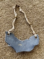 Fired Fantasies Clay Pottery Statement Necklace Fairy Image With Pattern Leaf