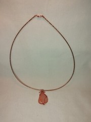 Drusy Quartz Pendant Wire Wrapped In Copper With 18k Rose gold Over 925 -18″ Dia