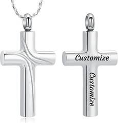 Cross Ashes Cremation Jewelry Stainless Steel Urn Ashes Necklace for Women Men