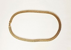 Gold Tone Mesh Chain Choker Necklace Wide Flat Link Statement Collar Jewelry