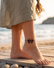 Handmade Macrame Butterfly Anklet with Multicolored Thread