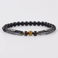 Natural Tiger Eye Hematite Black Tourmaline Beaded Triple Protection Bracelet