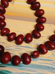 Artisan Crafted Dark Bean and Seed Bead Single Strand Necklace