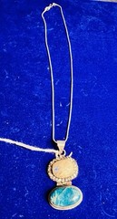 NWT Sterling Silver Blue Apatite Moonstone Oval Locket Pendant Necklace w/Chain