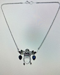 BALI GODDESS Multi Gemstone Necklace 22 In 925 Sterling Silver 39.20 Grams 26.