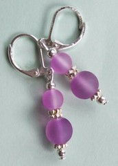 Lavender BEACH SEA GLASS drop earring SP HANDCRAFTED