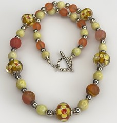 Artisan Handcrafted Art Deco Lampwork Glass Jewelry Yellow & Orange Sunshine#6