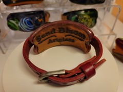 Art Glass Retro Marble Bracelet Genuine Leather Band Steampunk by SAND BLOOM