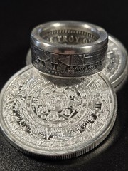 Aztec Calender .999 Pure Silver COIN RING Sz 9-14 Azteca Mayan 1 Troy Oz Coin