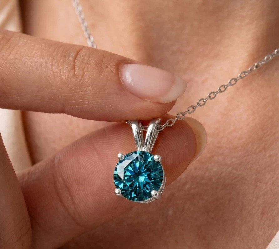 4.00 Ct Certified Blue Diamond Pendant, Tariffs FREE & Matching Studs .