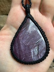 Huge Ruby Pendant Necklace Artisan Handcrafted Macrame