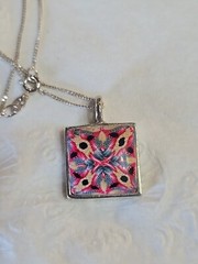 Millefiori Studio Pendant Lead Free Pewter Bezel, 18″ Sterling Silver Chain