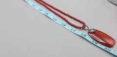 Artisan Sterling Silver Carnelian Pendant Necklace S925 Red Gemstone 36″