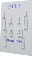 Clear Ice Earrings/Dangle/Rectangle/Women/Casual/Formal/Classy Fashion/3 Pairs