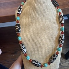 Tibetan Agate Dzi bead necklace 已開光一到九眼天珠