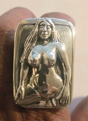 STERLING SILVER RING WITH BEAUTIFUL VOLUPTUOUS EROTIC NAKED GIRL SIZE 11