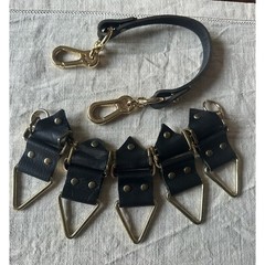 MOKHAM Leather statement Necklace rock Concert Gothic Black Gold Metal RARE Goth