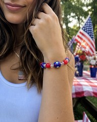 USA Bracelet 4th of July Bracelet USA Star Beaded Stretch Woman Jewelry Star