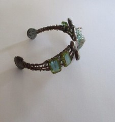 Artisan Crafted Turquoise Shell??? Glass & Copper Wire Sea Turtle Bracelet