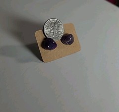 Handmade Amethyst Crystal Stone Stud Earrings Surgical Steel