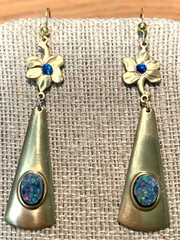 NEW LISTING* HANDCRAFTED VTG. ART DECO- AUSTRALIAN MOSAIC OPAL DROP EARRINGS-NEW